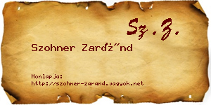 Szohner Zaránd névjegykártya
